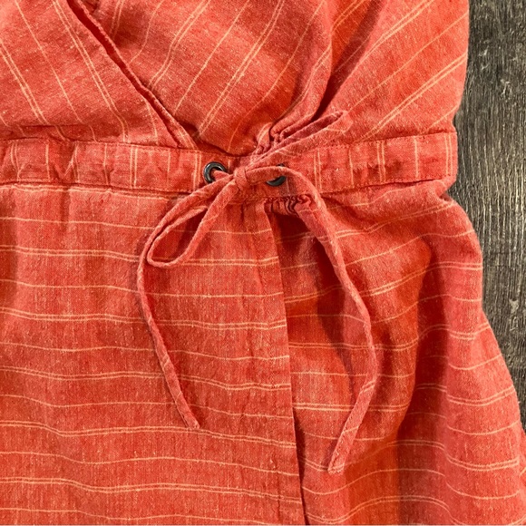 patagonia island hemp crossover dress in peachy orange stripe - Picture 5 of 7
